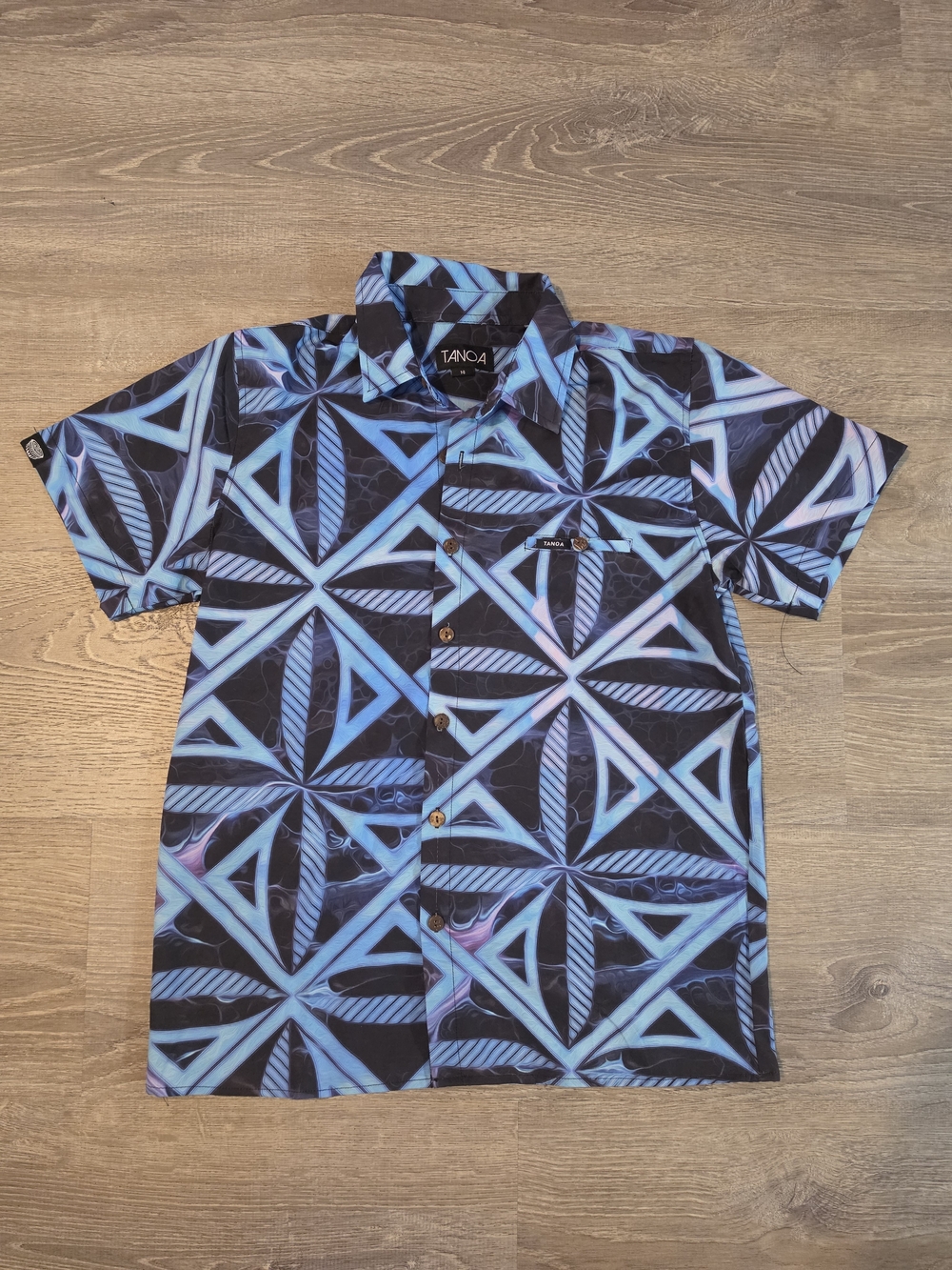 Tanoa Blue & Black Kids Button-Down Shirt